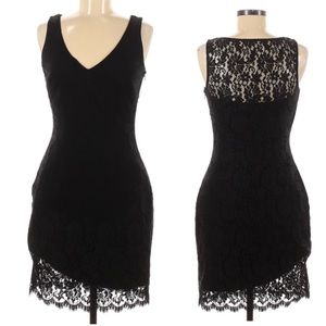 Aidan Mattox Black Knit Lace Cocktail Dress